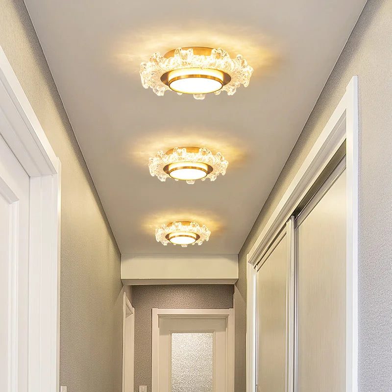 lustre moderne led en verre cristal pour décoration maison