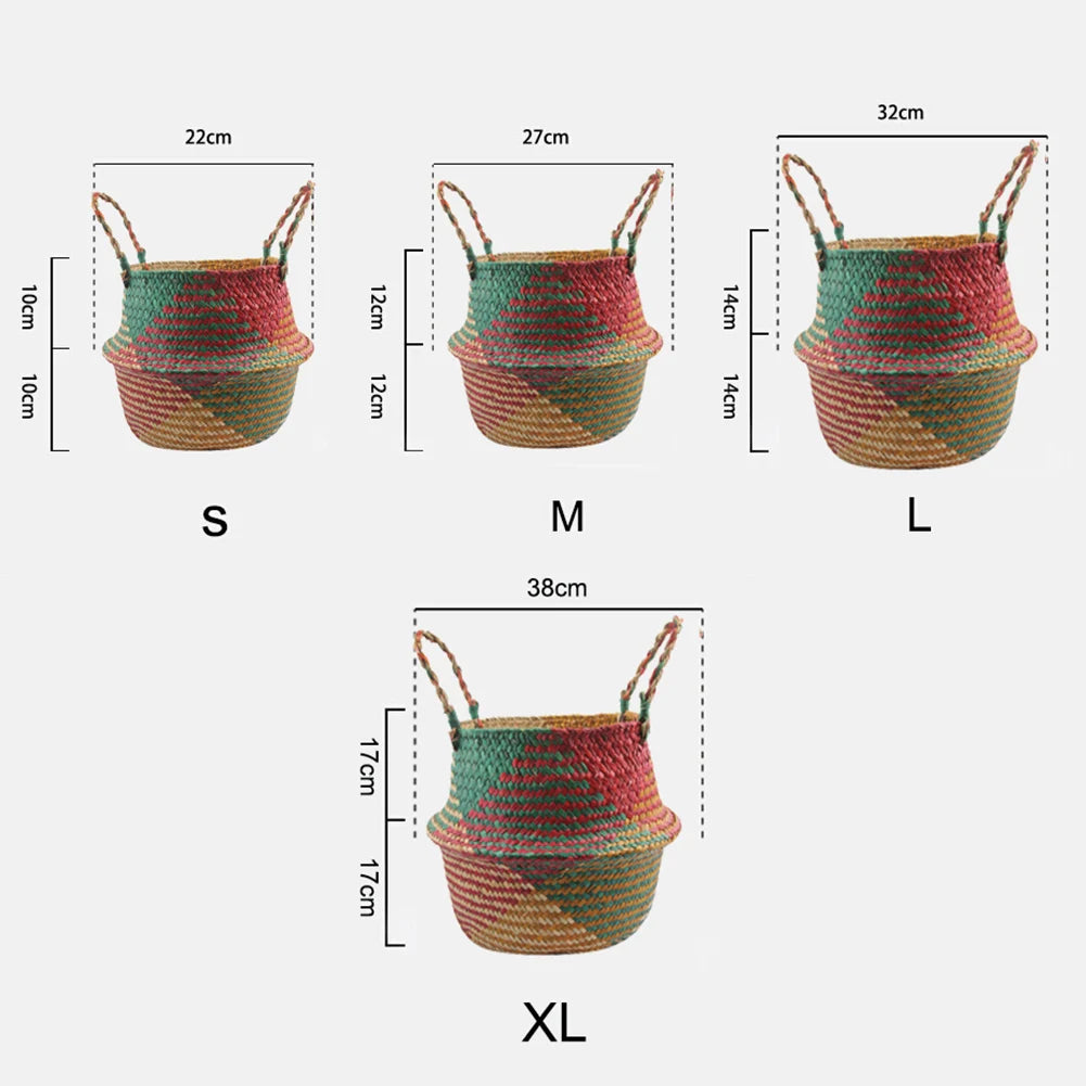 panier de rangement en paille avec poignée pliable pour jardinage - vue 7 sur 8