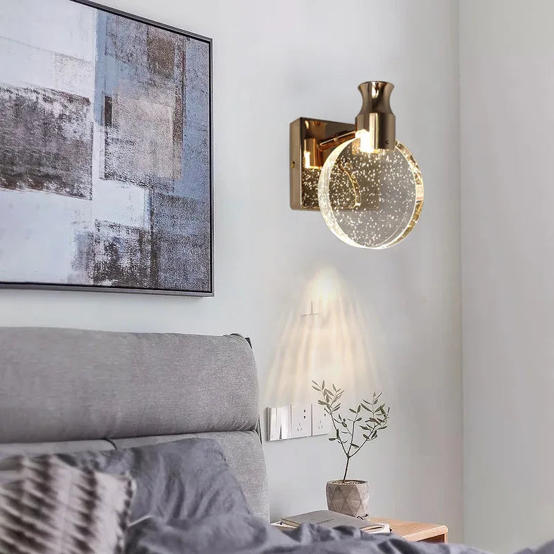 applique murale led de luxe en cristal décorative et veilleuse