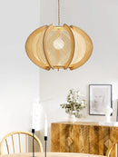 lustre en corde de chanvre et bois pour décoration intérieure