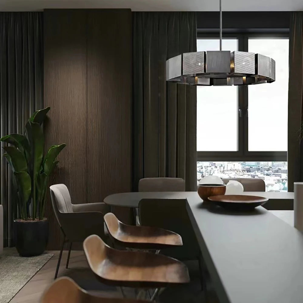 Lustres de plafond en métal noir de Style industriel nouvelle lampe suspendue LED postmoderne pour plafond décor à la maison Lustre pour salon - vue 7 sur 9