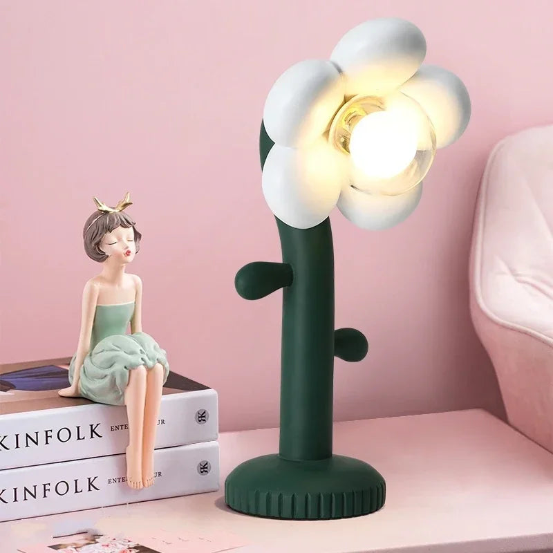 lampe à poser en résine fleurs roses décoratives pour intérieur - vue 4 sur 7