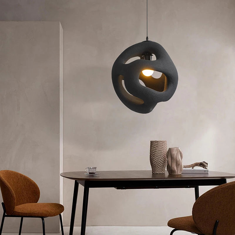 suspension wabi-sabi design haut de gamme en résine led - vue 3 sur 8