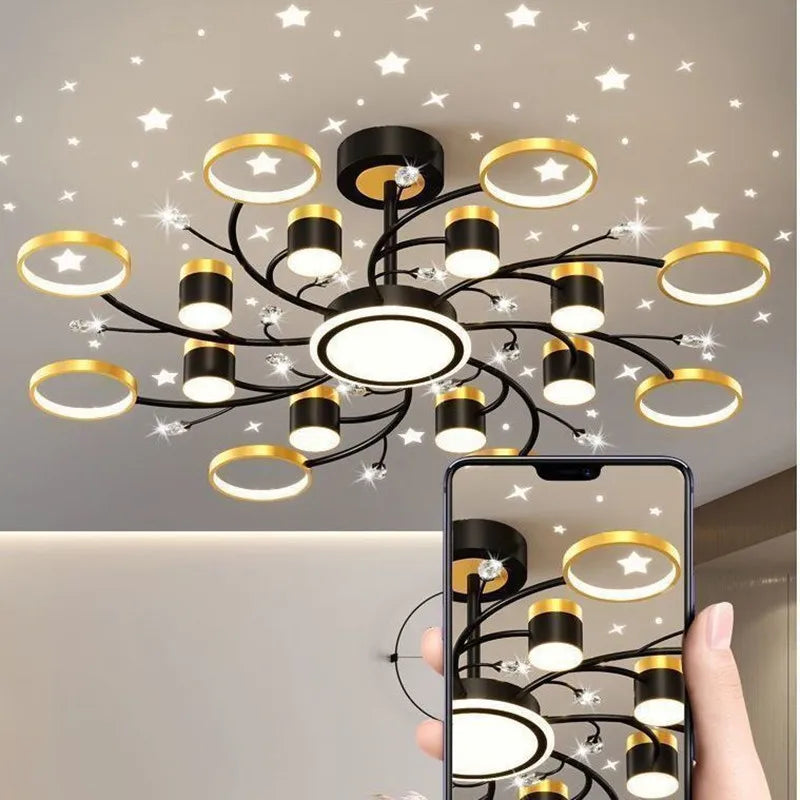 lustre led ciel étoilé nordique variable décoratif à la mode