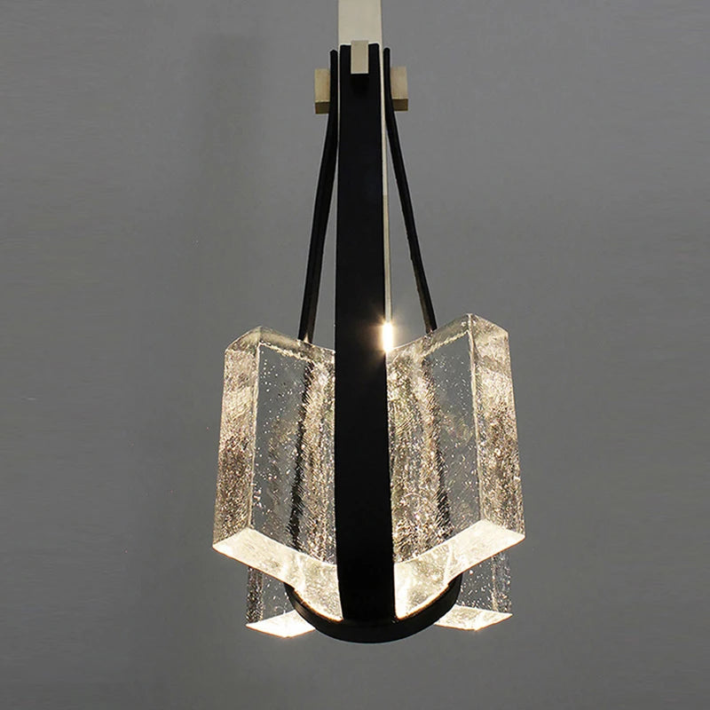 lampe suspendue en résine et cuir artificiel style 	 réglable en hauteur - vue 5 sur 12