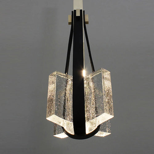 lampe suspendue en résine et cuir artificiel réglable en hauteur - vue 6 sur 12