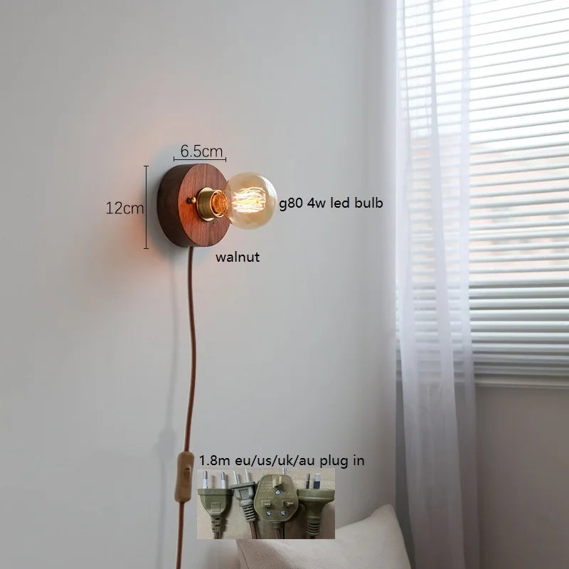 Applique murale vintage japonaise en bois et cuivre avec interrupteur à chaîne - vue 17 sur 17