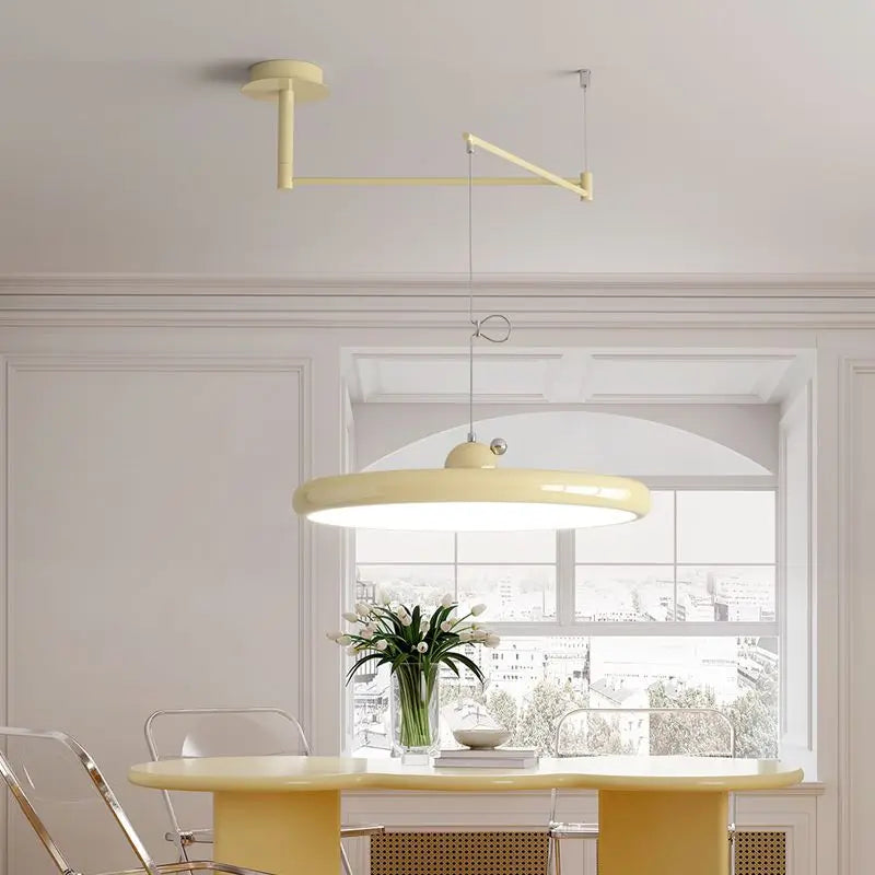 Suspension pliantes rétractables nordiques laiteux jaune argent suspension Restaurant Table à manger bureau lustre lampe 220V