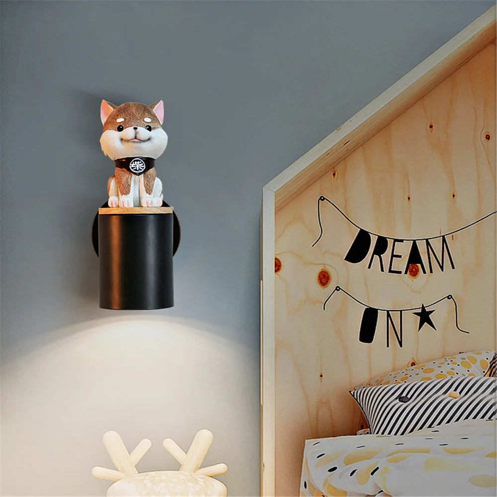 applique murale led créative chat et chien pour enfants - vue 10 sur 12