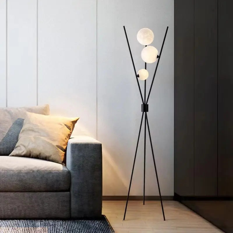 lampadaire lune led 3d design nordique trépied décoration