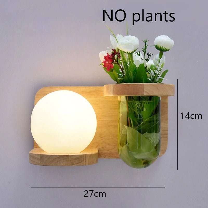 applique murale led en bois avec pot de plante nordique - vue 21 sur 23
