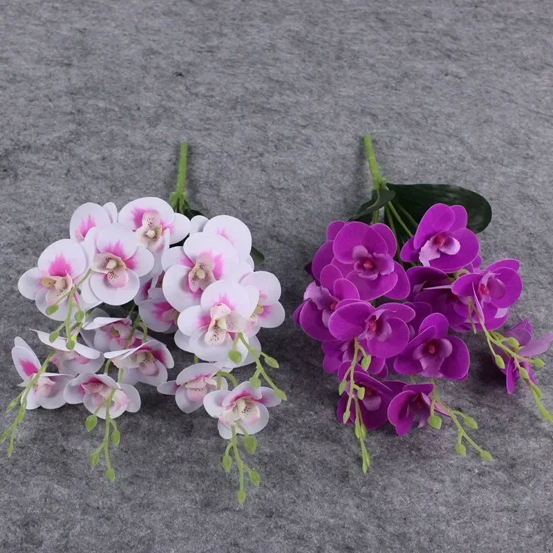 fleurs artificielles 3d décoration orchidée papillon phalaenopsis faux fleurs - vue 4 sur 17