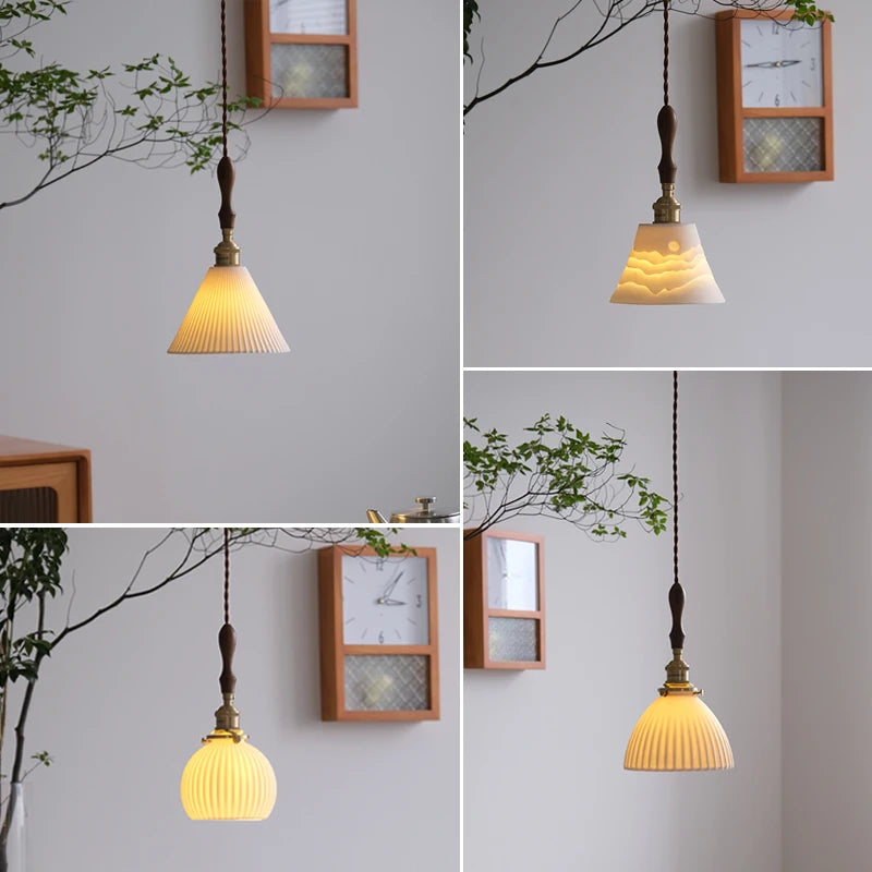 lustre nordique vintage en céramique et laiton luminaire suspendu