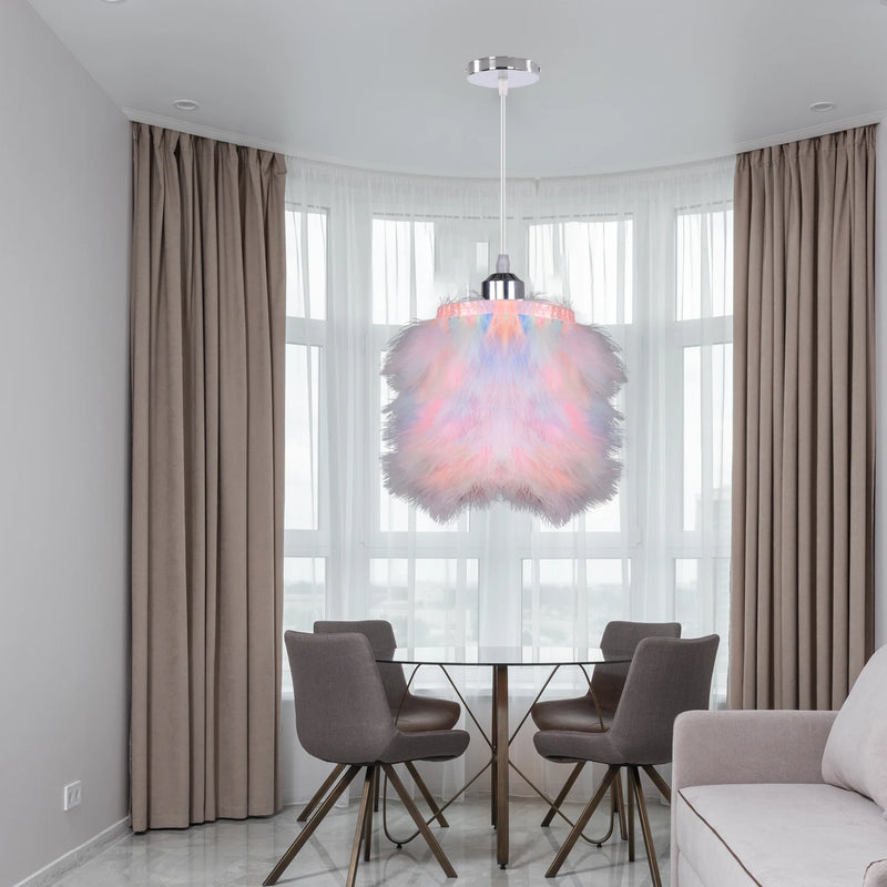 lustre moderne moelleux en plumes nordiques avec led