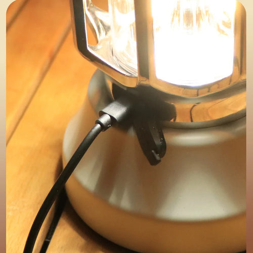 lanterne de camping rétro rechargeable en métal portable à led - vue 5 sur 7