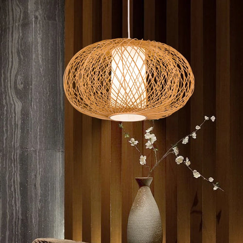 Suspension chinoise en bambou en rotin tissé créatif - vue 3 sur 9