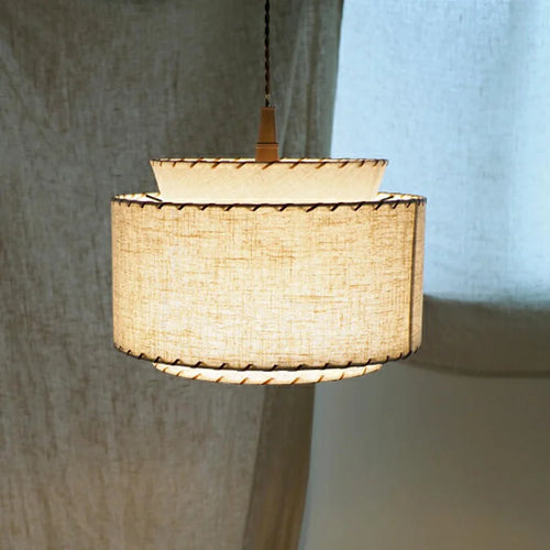 lustre à led en tissu japonais pour décoration intérieure moderne - vue 5 sur 8