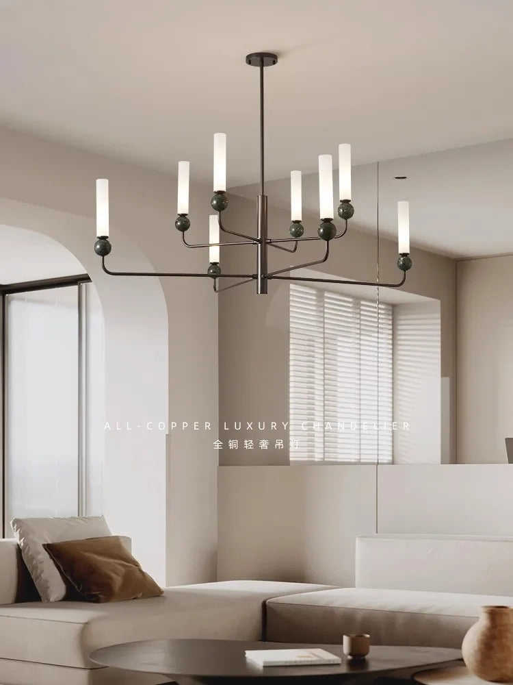 lustre suspendu led marbre cuivre décor maison vintage luxe