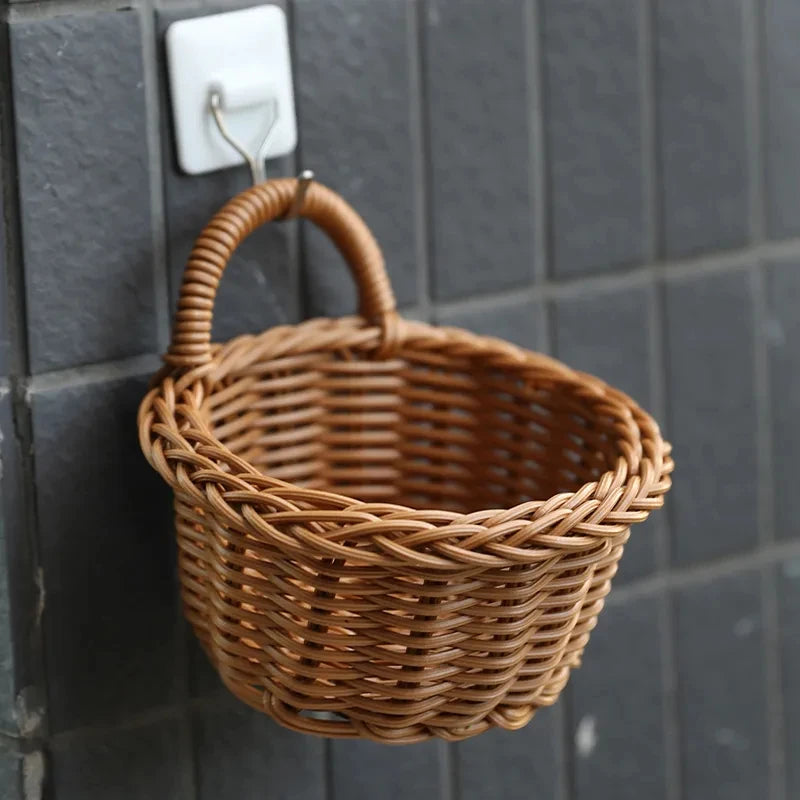 panier de rangement tissé à suspendre mural portable - vue 7 sur 9