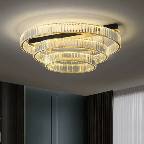 plafonnier de luxe en cuivre et cristal lampara de techo - vue 4 sur 15