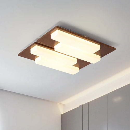 plafonnier led moderne en bois véritable 4/6/9 têtes luminaire intérieur - vue 4 sur 12