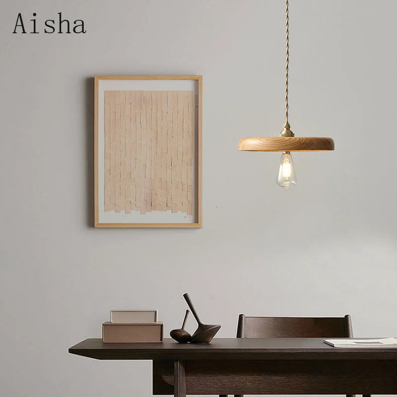 suspension vintage en bois massif pour un éclairage chaleureux intérieur - vue 3 sur 8