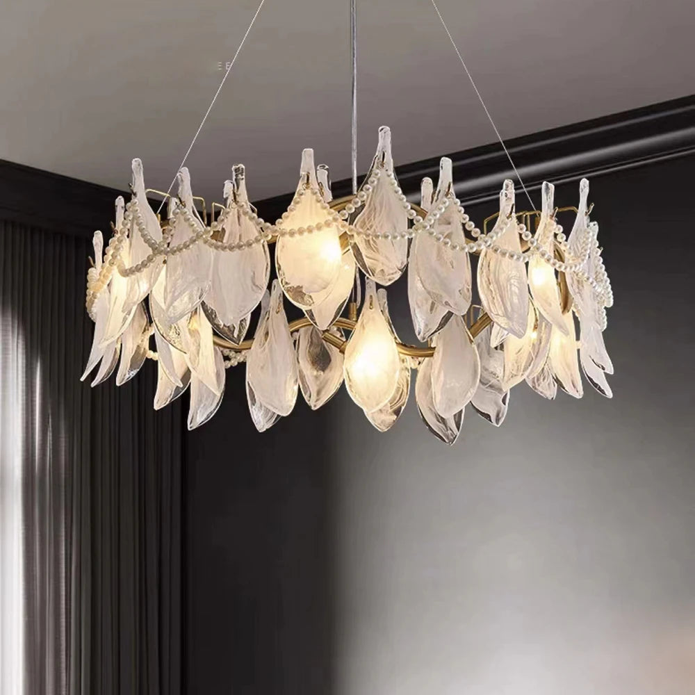 lustre en verre dépoli créatif design moderne élégant en perles - vue 2 sur 10