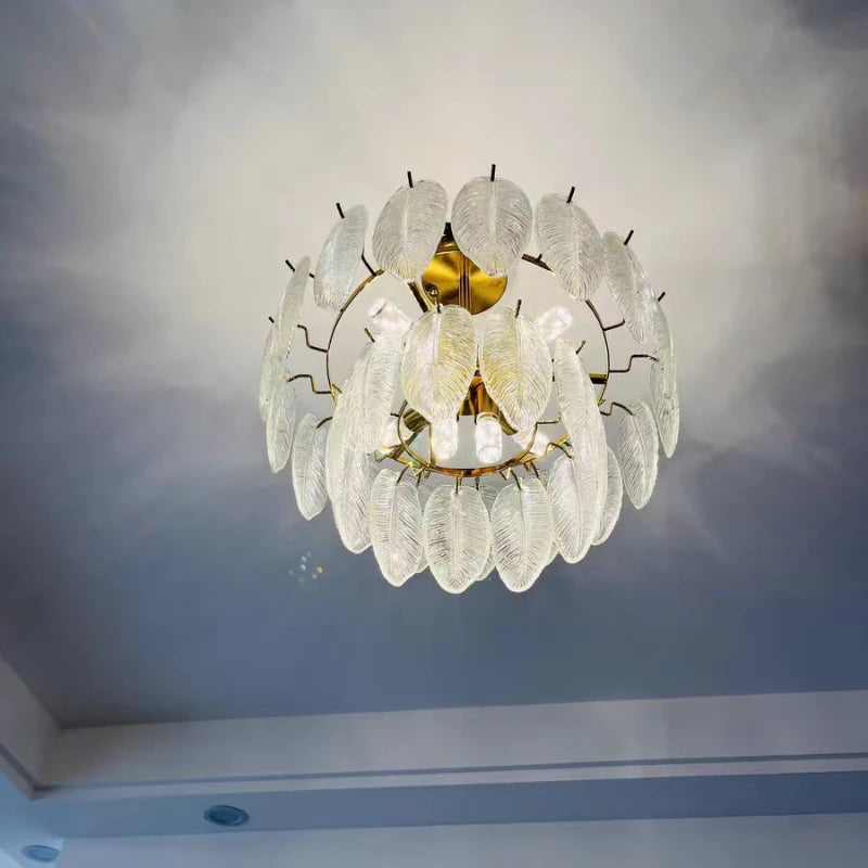 suspension romantique en verre et plumes design moderne minimaliste - vue 5 sur 9