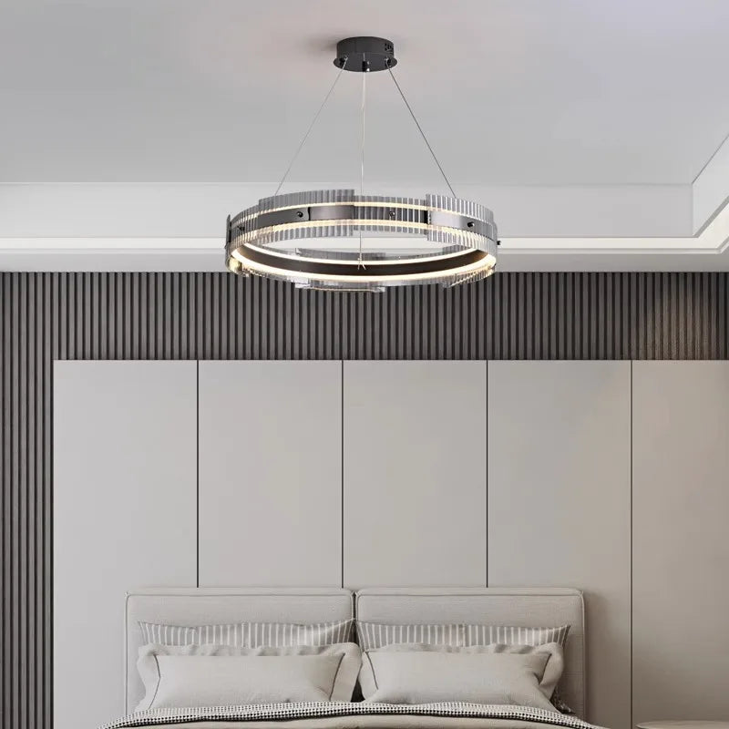 lustre minimaliste italien de luxe en verre éclairage intérieur à led