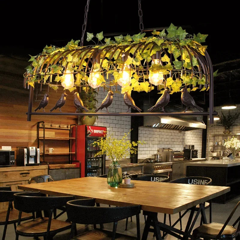 Retro Industrial Ceiling Chandelier Metal Bird Cage Hanging Lamp Suspension Pendant Light - vue 3 sur 9
