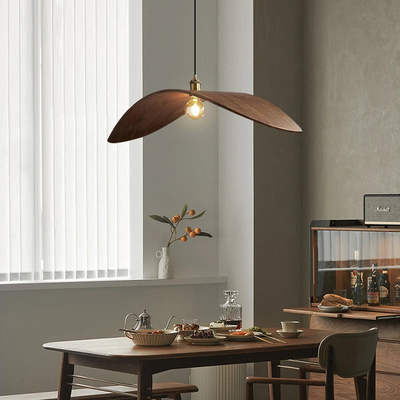 lustre wabi sabi en bois avec led pour loft escaliers