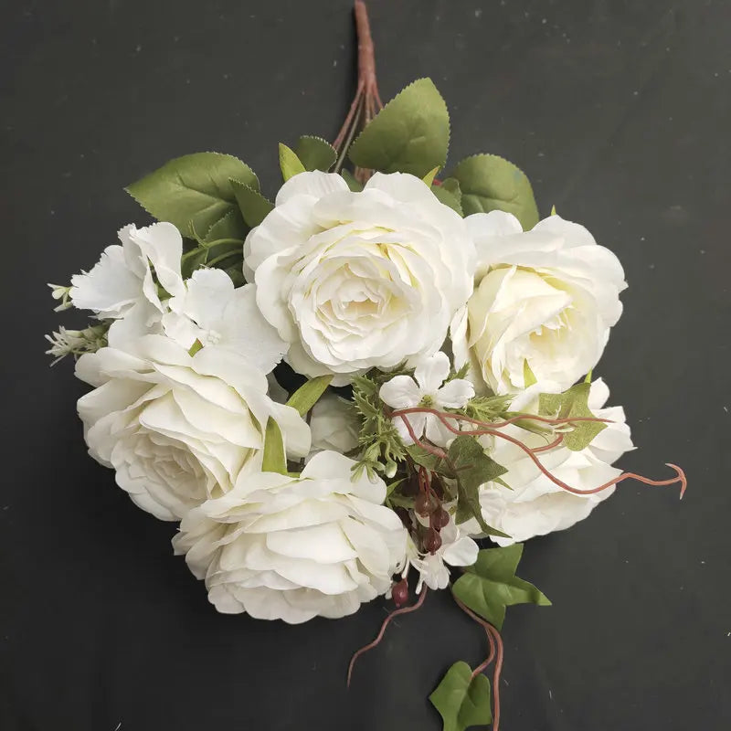 bouquet de roses en soie pour décoration de mariage et jardin - vue 8 sur 15