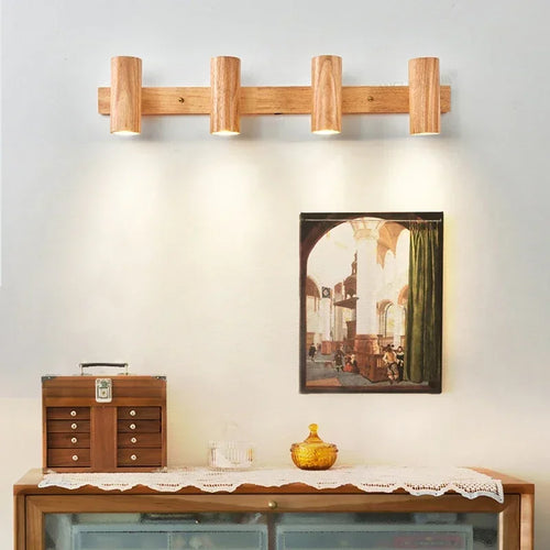 applique murale en bois nordique à led design moderne pour intérieur - vue 2 sur 10