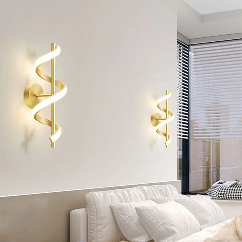 Applique murale nordique led noir blanc or