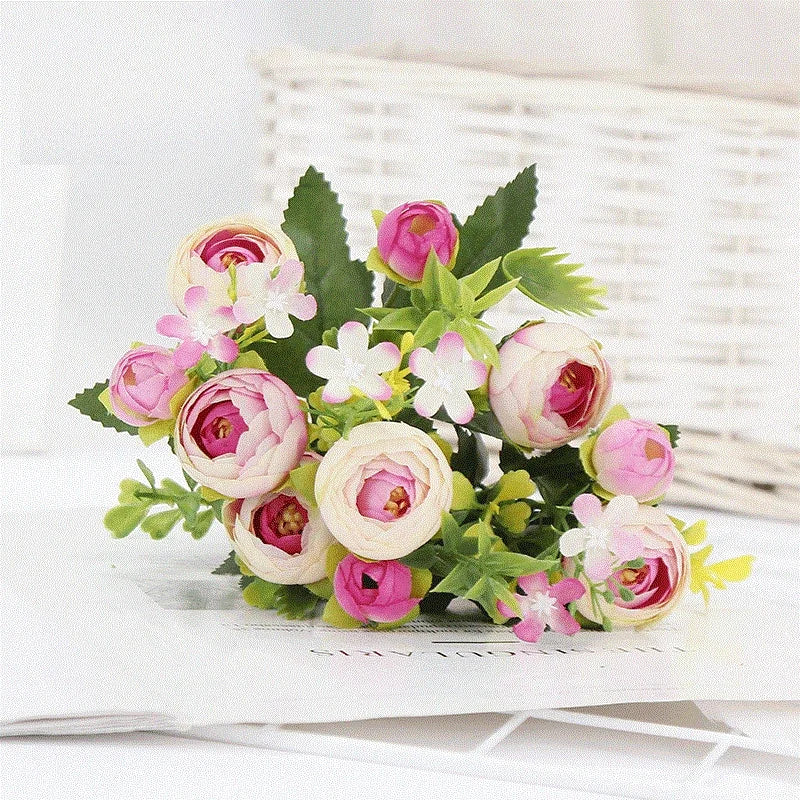 bouquet de roses artificielles en soie pour décoration élégante - vue 7 sur 10