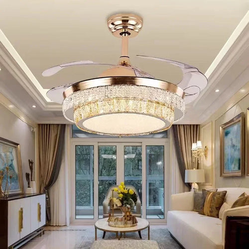 plafonnier en cristal avec lumière et télécommande design élégant - vue 4 sur 6