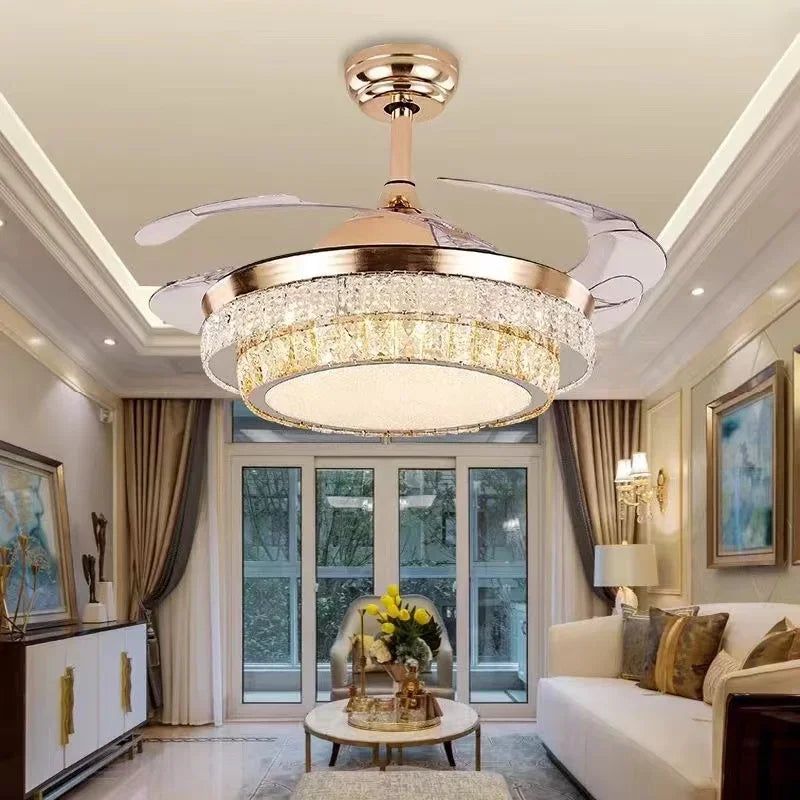 plafonnier en cristal avec lumière et télécommande design élégant - vue 3 sur 6