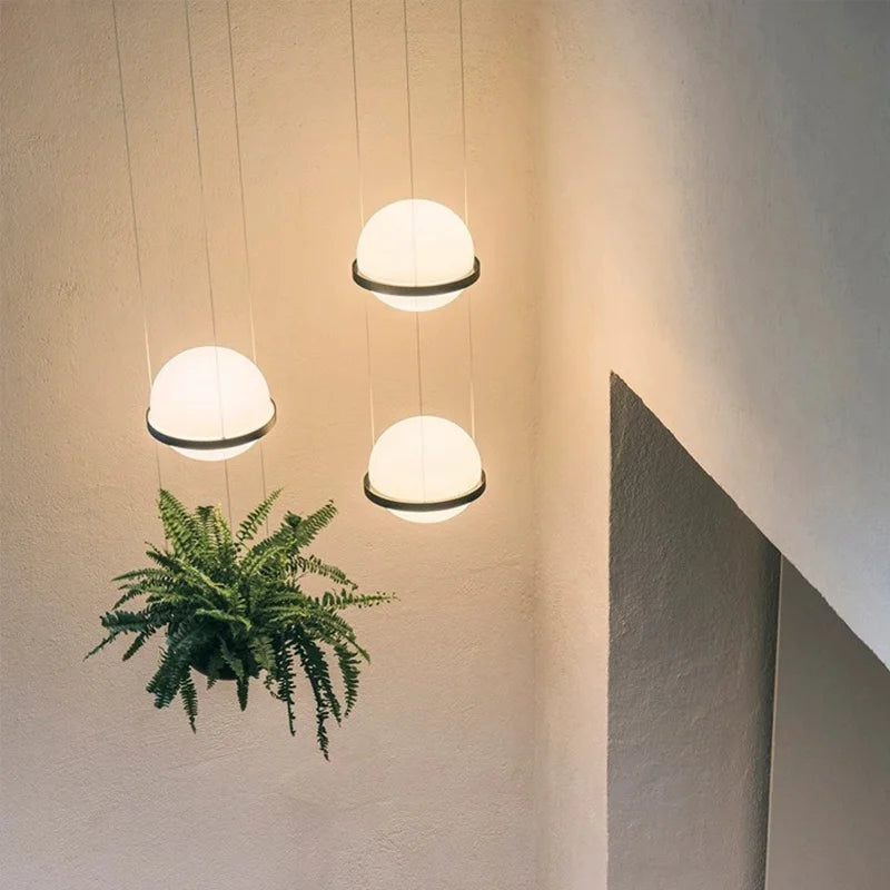 lustre nordique avec plante artificielle en pot suspendu