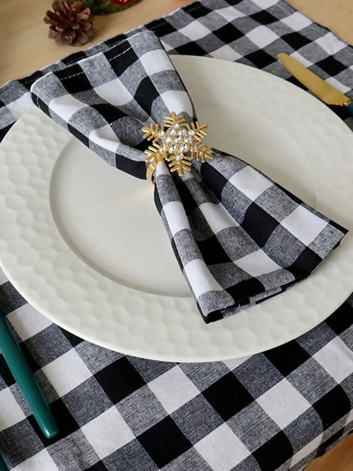 Serviette de table polyester motif carreaux style moderne