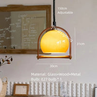 suspension en verre et bois style moderne hauteur réglable pour intérieur