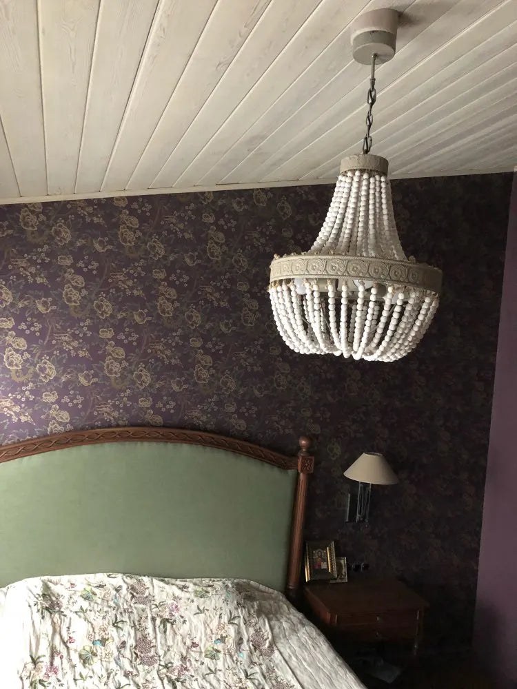 Rétro loft vintage rustique rond perles en bois lustre E27 LED lampe suspendue décor lumières moderne pour salon hôtel cuisine
