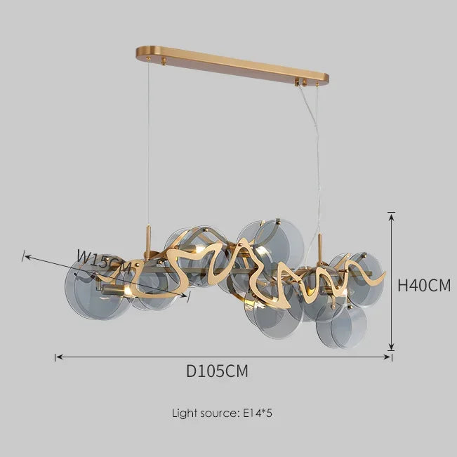 lustre post-moderne en verre simple pour salon luxueux - vue 10 sur 10