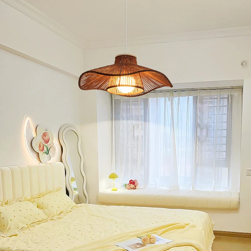 lustre suspendu wabi-sabi en corde de chanvre