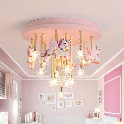 plafonnier led mignon pour enfants avec cheval et grue - vue 2 sur 9