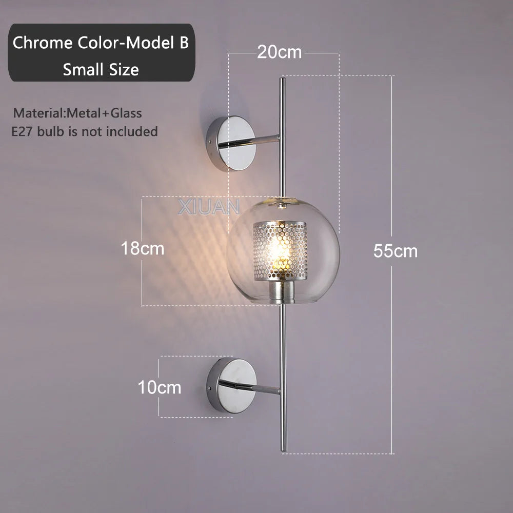 American Industrial Wall Lamps Clear Glass Wall Light Iron Metal Cage Living Room Decorative Wall Light Hallway Entrance Aisle - vue 9 sur 14