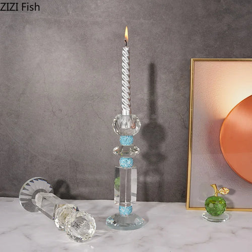 bougeoir en cristal géométrique pour décoration moderne et romantique - vue 4 sur 6