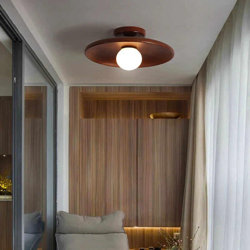Plafonnier nordique plafonnier rond en bois pour vestiaire chambre salle d'étude couloir enfant maison intérieur éclairage de haute qualité - vue 6 sur 10