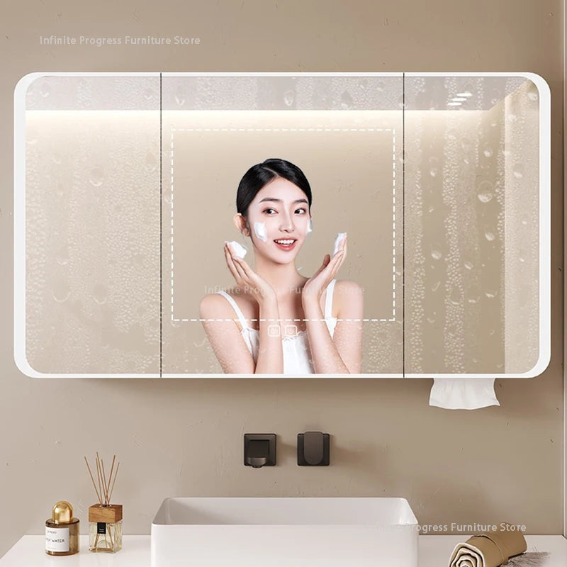 armoire intelligente avec rangement éclairé et toilettes séparées
