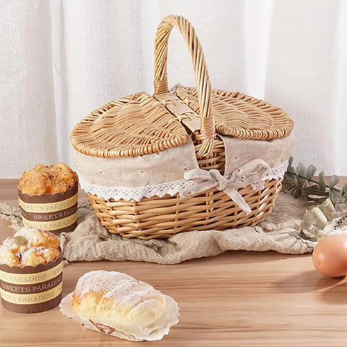 panier pique-nique en osier fait main avec doublure lavable - vue 8 sur 8