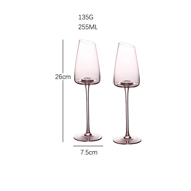 Ensemble verres vin flamant rose bord incliné concave